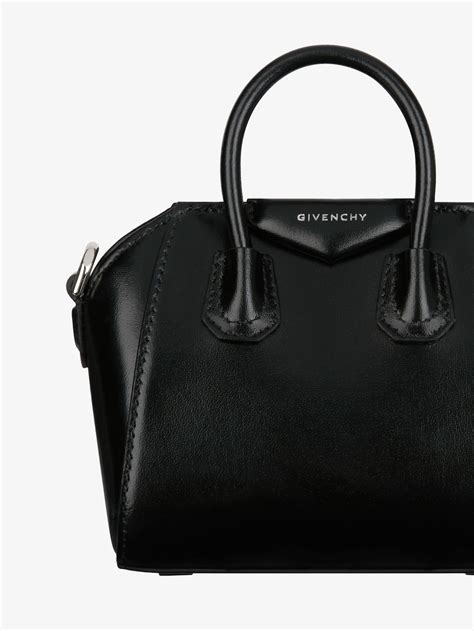 givenchy micro antigona bag in box leather in black|Givenchy mini antigona bag croc.